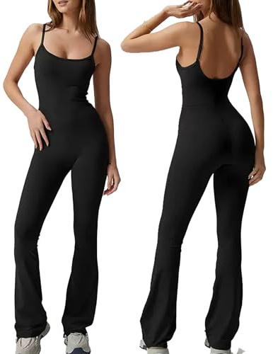 Btofellin Overol de yoga para mujer, sin espalda, ajustado, de una pieza, sin mangas, sexy, para yoga, cuello en U, enterizo ajustado para club, gimnasio