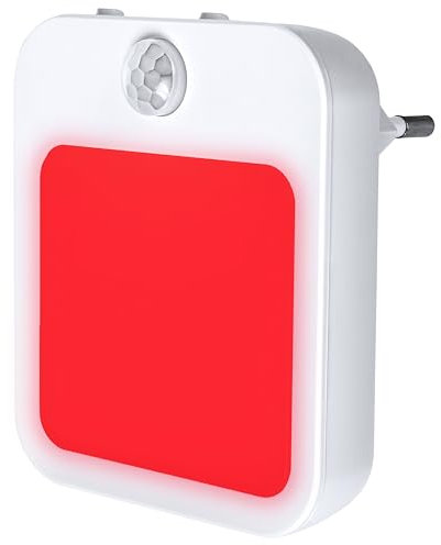 Toys4Boys Luz LED con Sensor de Movimiento - Luz Nocturna Enchufe con Luz Roja Cálida - Lámparas de Mesita de Noche - Luces LED Habitación para Enchufe - Lámpara Mesita Noche Regulable 230V