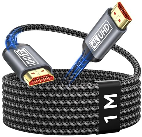 Nersligek 4K HDMI Kabel 1M, Ultra HDMI 2.0 Kabel High Speed 18Gbps Unterstützung 4K@60Hz HDR, HDCP2.2, Ethernet, 3D, ARC, Nylon Geflochten, Kompatibel mit Laptop, Monitor, PS5, PS4, Xbox, Fire TV, PC