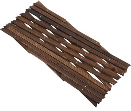 Milisten Outdoor Wood Lattice Garden Fence Trellis Panel for Climbing Plants Balcony Screen 55cm Carbonized Wood Decorative Patio Privacy Fence for Wedding and Yard Decor