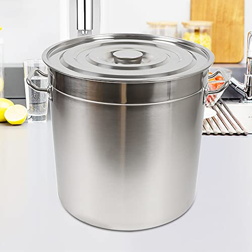 Olla de acero inoxidable, 30/50/70 litros, para inducción con tapa, grosor de 0,8 mm, cacerola grande para todo tipo de cocinas y cocinas grandes (35 L)