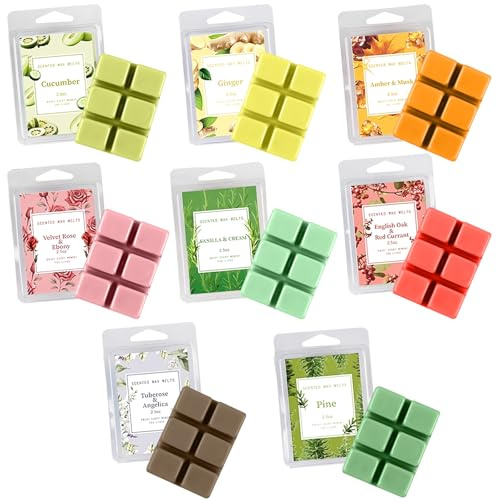 Lot de 8 cubes de cire parfumée d'automne pour lampe aromatique, cire de soja naturelle, pour parfum d'ambiance, cire de soja, bougie parfumée pour femme, coffret cadeau pour Halloween, Noël