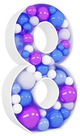 Caja de globos número 8, 28, 74 pulgadas, relleno de globos decorativos número 8, caja de tablero KT, modelado de marco (no incluidos)