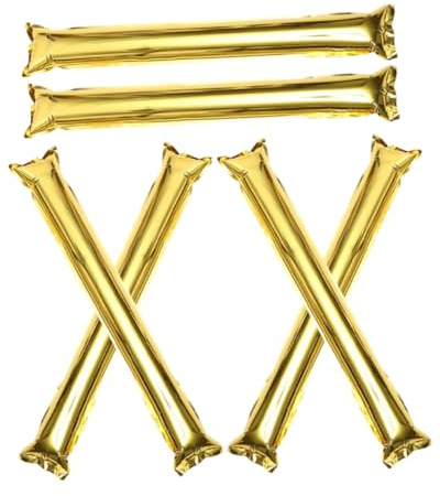 DIYEAH 6pcs Gold Inflatable Cheering Sticks Noise Makers for Sports Events Concerts and Parties, Lightweight Plastic Cheer Noise Sticks for Team Spirit and Event Support