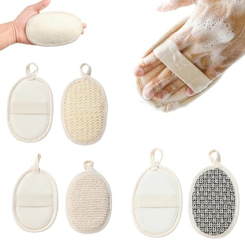 SWYZOR Spugna Doccia,3 Pezzi Spugna Luffa, Spugnas Esfoliante Naturale, Spugnas Esfoliante Naturale per Il Corpo in Luffa,per Donne e Uomini,per Corpo e Viso
