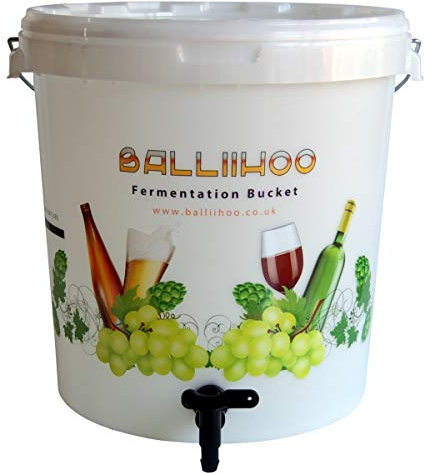 BALLIIHOO 30 Litre Homebrew and Winemaking Fermentation Bucket with Lever Tap & LCD Temperature Strip