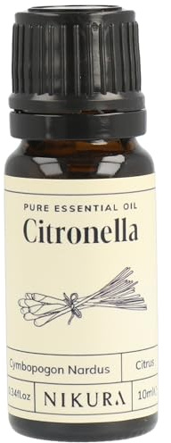 Nikura Citronella Essential Oil - 10ml | Great for Candle Making, Wax Melts, Aromatherapy Oil, Natural Soap Making | Cleaning Supplies | 100% Pure Natural Oils | Vegan