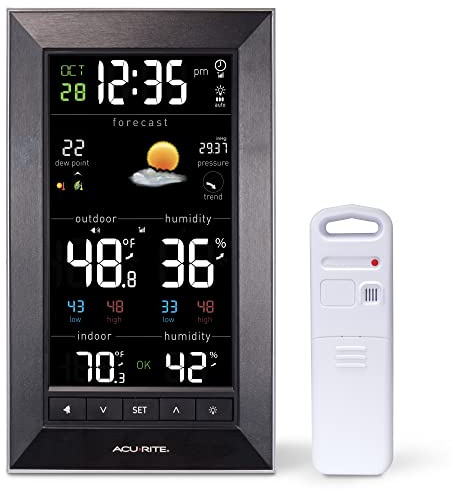 AcuRite Vertical Wireless Color Weather Station (Dark Theme) with Temperature Alerts