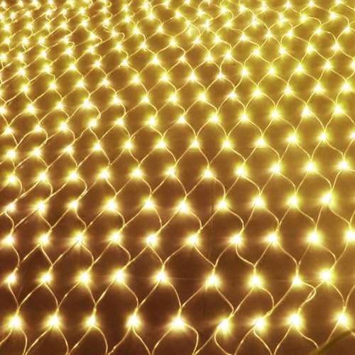 UISEBRT Rete di luci LED 3 x 2m decorazione per interni ed esterni, Catene Luminose con 8 modalità di illuminazione per feste di matrimonio Natale Halloween, Impermeabile (3 x 2m, Bianco caldo)
