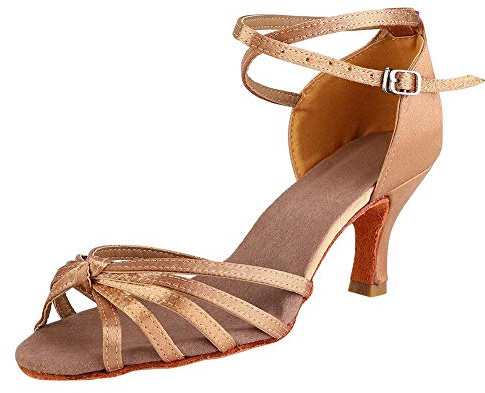Dansskor Dam Tango Balsal Latin Dansskor för övning Latin Chacha Soft Bekväm (Ljusbrun 39)