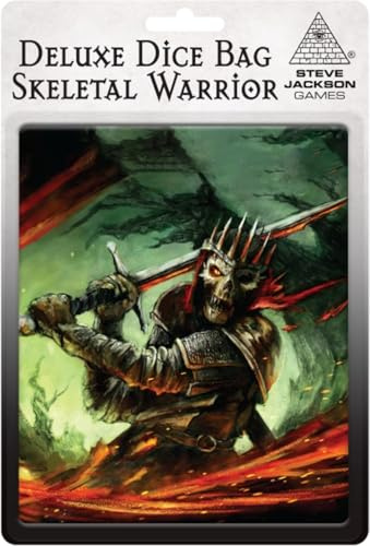 Deluxe Dice Bag: Skeletal Warrior | Large Drawstring Bag 7” x 7” | Printed Fabric | Holds Over 100 Dice for Roleplaying Game | from Steve Jackson Games