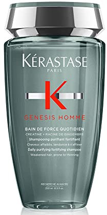 Kérastase | Bain de Force Quotidien Shampoo, Für geschwächtes Haar und gegen Haarausfall, Genesis Homme, 250 ml