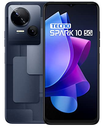 Tecno Mobile Spark 10 5G Smartphone (Android, Dual SIM, 1612 x 720 HD+ Display, 4GB RAM, 64GB Speicher, Octa-Core, 50MP Dual-Kamera) Meta Black
