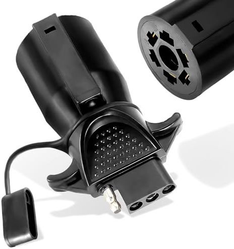 Agrieyes Premium 7 Pin to 4 Pin Trailer Adapter, 7 Way Blade to 4 Way Flat Trailer Plug, Waterproof Connector for RV Truck Caravan Utility Tow Vehicles