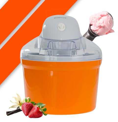 BONPLUS BP Heladera 1.2L, Máquina para hacer Helado cremoso, Helado Casero, Máquina de Helados Profesionales, Sorbete y Yogur Congelado, Hogar (Naranja)