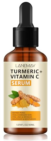 Sérum visage au curcuma, sérum pour le visage à l'huile de gingembre + vitamine C, sérum hydratant bio Vit C, sérum pour taches brunes, hydrate les peaux ternes et sèches, bienfaits anti-âge pour une