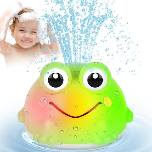 Withosent Badewannenspielzeug, Frosch Spray Wasserspielzeug Kinder mit Licht, Wiederaufladbare Badespielzeug Baby Automatischem Wasserspray Baby Geschenk für Jungen und Mädchen ab 1 2 3 4Jahr