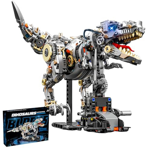 HJPLPXH Mechanical Tyrannosaurus Building Blocks Set with LED Light, T Rex Model Home Decor Gift for Adults and Teens（1268PCS）