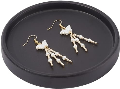 Beebeecraft Vassoio Portagioie Rotondo In Ceramica Nera 4.8 pollice Piatto Portagioie Piatto Organizer Da Bagno per Sapone Profumo Candela Piccola Pianta Mini Organizer Da Cassettiera Anelli