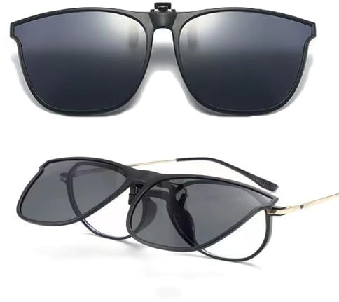 OlymGrow Polarized Clip-On Sunglasses for Men & Women: UV400 Anti-Glare Driving Glasses with Flip-Up Design, Fit Over Prescription Eyeglasses for Travel, Sports & Outdoor Activities