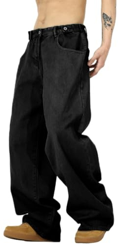 Oanviso Jeans Homme Pantalons en Denim Lâche Vintage Mode Jean Y2K Baggy Pantalon avec Poches Adolescents Pant Cargo Coupe Droite Hip-Hop Pants Streetwear