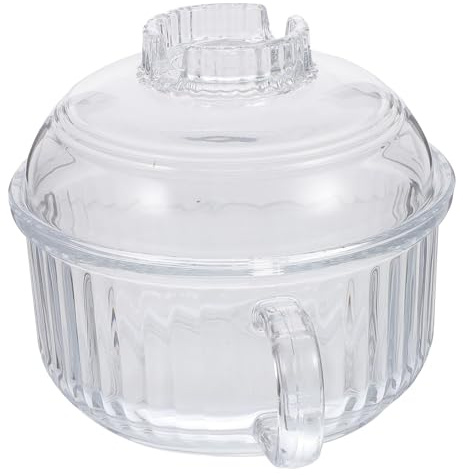 Ciieeo 1pezzi Ciotola Giapponese in Vetro Con Coperchio Resistente Al Calore Pentola Per Zuppe e Ramen Per Alimenti Caldi Adatta Microonde e Forno Facile Da Pulire e Lavabile in Lavastovi