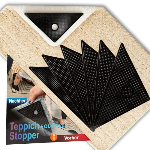 SOLAVIVA Teppichstopper 4 Stück für Teppiche, Anti-Rutsch Pads, selbsthaftend, waschbar