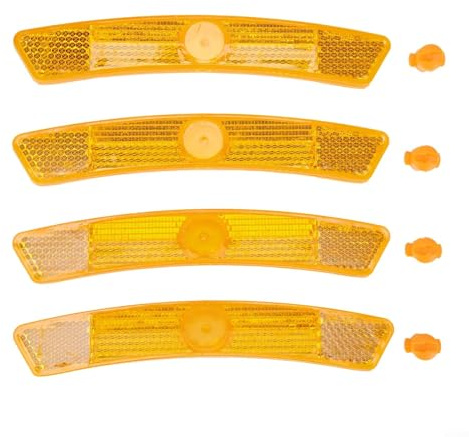 Yhenlovtt Reflectores de radios de bicicleta, tiras de seguridad de material de PC, equipo de alta visibilidad para ciclismo de montaña y carretera, conducción nocturna, blanco y amarillo, 4 piezas