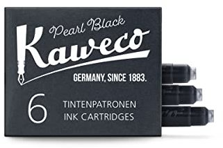 Kaweco Tintenpatronen im 6er-Pack Perlenschwarz Pearl Black I hochwertige Premium Tinte für Füllhalter mit kurzen Standardpatronen | vegan tierversuchsfrei wasserlöslich