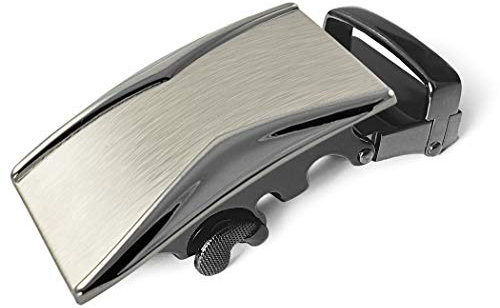 Ganzoo © Gürtelschnalle in elegantem Design NUR für Gürtel mit RASTERSCHIENE | hochwertige Gürtelschließe | Edelstahloptik | Wechselschnalle | Automatikschnalle für Wechselgürtel, Typ C