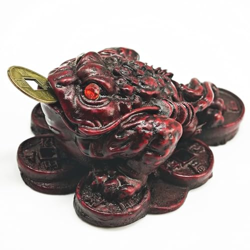 juanxian Feng Shui Money Frog Lucky Oriental Chinese Three Leg W I Ching Coin Frog Toad W Free Mxsabrina Red String Bracelet D1137,2.6x2.5x1.6 in