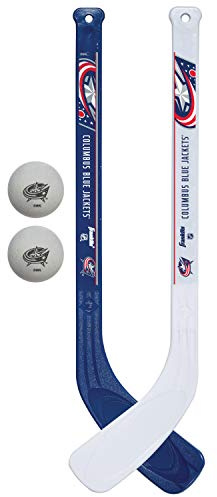 Franklin Sports Columbus Blue Jackets NHL Mini Hockey Stick Set - NHL Team Knee Hockey Stick and Ball Set - Two Players - Great Toy for Kids