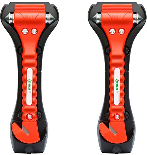 IPOW 2 Pack Car Window Breaker Seatbelt Cutter, Heavy Carbon Steel Glass Breaker Car Safety Hammer Emergency Escape Tool, Auto Rescue Life Saving Survival Kit for Car, Office, Home