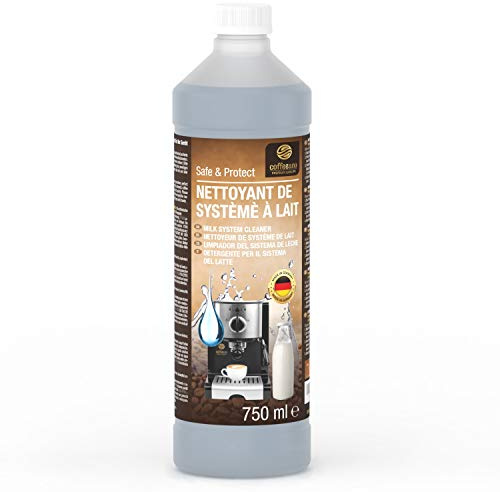 Limpiador de sistemas de leche Coffeeano 750ml botella dosificadora para cafeteras automáticas y cafeteras, incluye un libro electrónico
