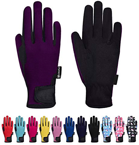 ChinFun Horse Riding Glove Equestrian Gloves Kids for Boys Girls Horseback Riding Gloves Grip for Youth Children Riding Sports Biking Cycling Gardening Purple Size S