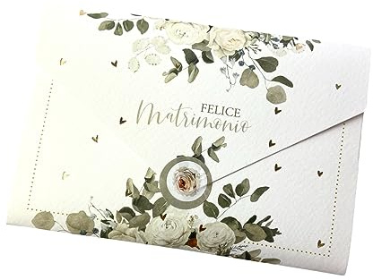 LINA OFFICINE GRAFICHE CREATIVE Tarjeta de felicitación de boda para el dinero, sobre interior para regalo de recién casados incluido - con etiqueta Cerrar sobre, 11 x 16 cm 96-269