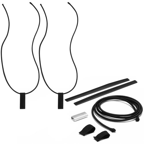 Arrowbash 2 Pcs Replacement Wakeboard Tower Rack Bungee Cords with Pull Tab Black Elastic Bungee Shock Rope Wakeboard Tower Rack Parts Fits Wakesurf, Surfboard, Ski, Kneeboard(53 Inches)