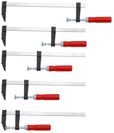 Schraubzwingen,5 Stück Schraubzwingen 50 * 250mm Temperguß Leimzwinge Klemmzwinge Set,Schraubzwenge mit Hohlprofilschiene