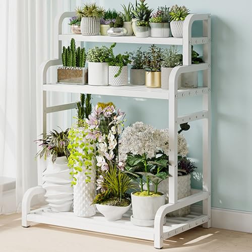 Support de plantes en métal à 3 niveaux style escalier intérieur/extérieur pour pot de fleurs d'angle salon, terrasse, balcon, robuste et peu encombrant pour décoration de jardin