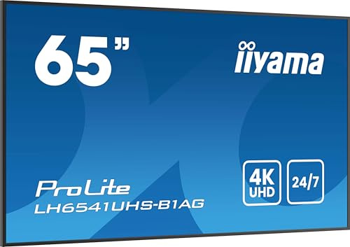 iiyama Prolite 64,5 tum digital skyltdisplay LH6541UHS-B1AG, 4K LED-panel, UHD HDMI RS-232c RJ45 USB2.0, 24/7, svart
