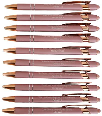 Bible Verses on Them Pens Christian Ballpoint Pens Bible Quote Writing Instruments | 10 Pieces Retractable Writing Tools Set Christian Favors for Women Men