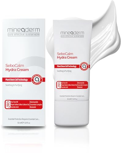 Mineaderm SeboCalm Hydra Cream – Crema facial con ceramidas, aceite de árbol de té y ácido succinico – contra la piel grasa, escamosa y enrojecida – 50 ml
