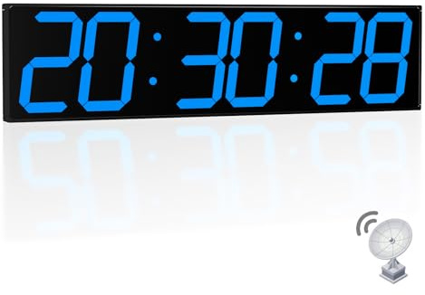 CHKOSDA 28.4''Large Digital Wall Clock,Auto Time Sync Digital Clock with Easy Operation,Gym Clock with Interval Workout Timer,Big Wall Clock with Countdown,Alarm,Clendar and Termperature(Blue)