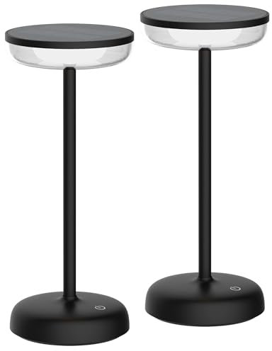 Northpoint LED Solar Tischlampe Tischleuchte mit Akku Cocktaillampe USB-C stufenlos dimmbar wetterfest Outdoor (2er-Set schwarz)