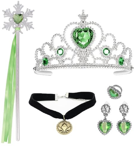 Varita Magica Corona Princesa Princesa Vestir Accesorios Diadema Accesorios | con Corona Collar Pendientes Varita de Hadas Regalos de Cumpleaños para Niñas Accesorios de Cosplay Fiesta Navidad