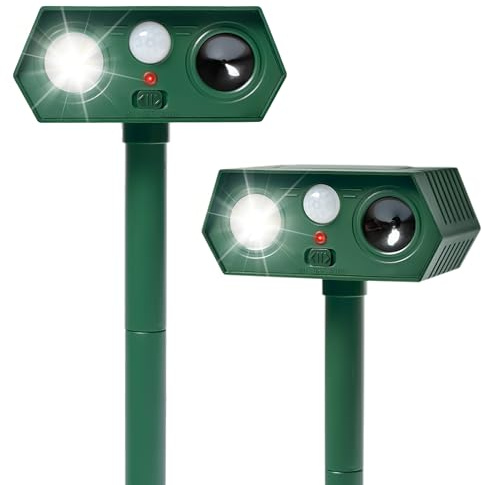 Citybee Katzenschreck Ultraschall Tiervertreiber Katzenabwehr Garten - 2er Pack Automatikmodus wasserdicht PIR Sensor LED Hundevertreiber Katzenschreck gegen Katzen Hunde Vögel Füchse Mäuse