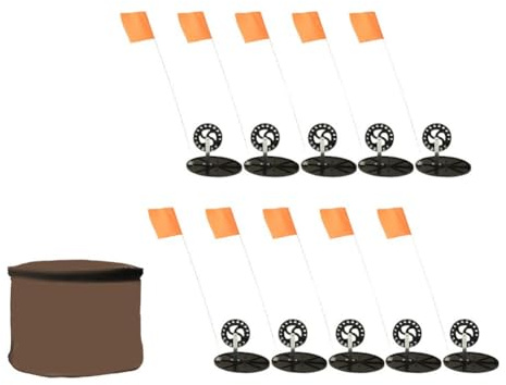 Kalokairi Juego de 10 cañas de pescar en hielo con bandera de señal automática y línea de pesca, compatible con accesorios de pesca en hielo, 45 cm, negro + naranja