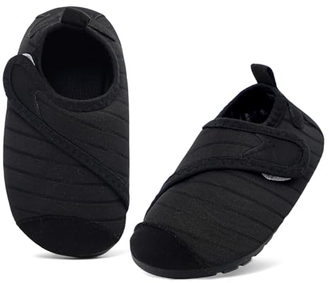 MASOCIO Escarpines Niño Niña Calcetines Zapatillas de Agua para Piscina Verano Zapatos Natacion Playa Bebe Antideslizante Negro (Talla Fabricante: CN 23-24) EU 20/21
