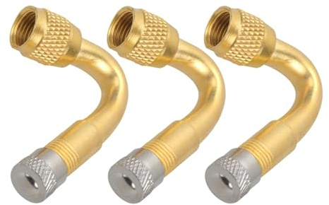 SMASOLO 3 Pezzi Prolunga Valvola Pneumatico 45° Dorata Adattatore Stelo Valvola Curvo Resistente per Auto per Gonfiaggio Pneumatici in Aree Difficili da Raggiungere