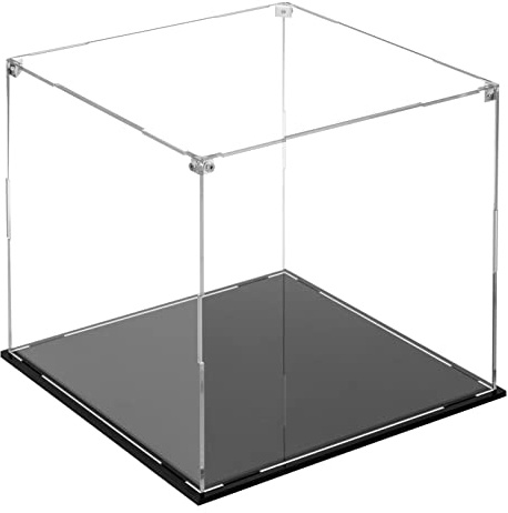 Cliselda Vetrina in Acrilico Trasparente con Base Nera, Assemblea Protezione Antipolvere Scatola in Acrilico per Action Figure Giocattolo da Collezione (25x25x25cm)